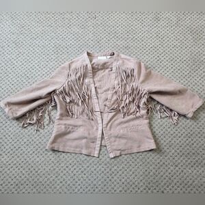 Chico's faux suede fringe jacket